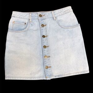 Billabong Light Wash Button-Front Denim Mini Skirt